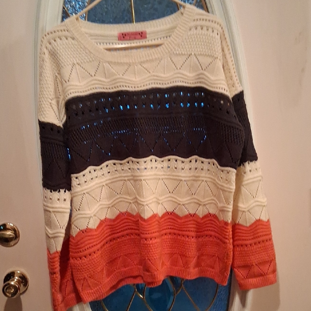 Almost Pink Chic Striped Crew Neck Sweater